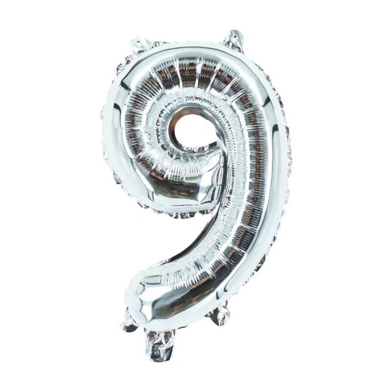 Number Nine Balloon Silver Number 9 Balloon 32" Foil Mylar Silver Number Balloon