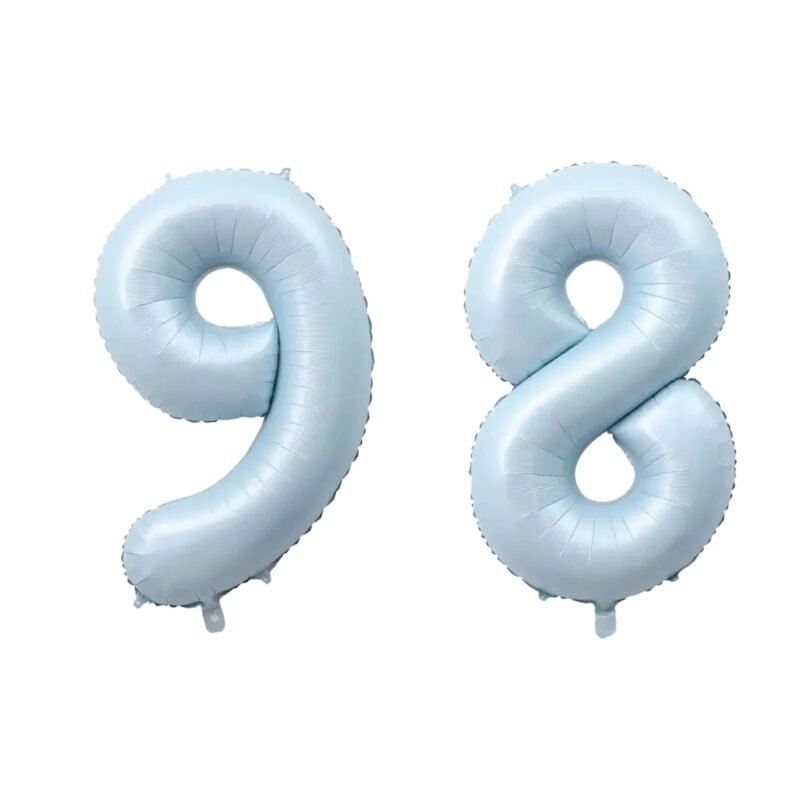 Number Ninety Eight Balloon Pastel Blue Sky Blue Light Blue 32" Large Party Milestone Balloon Decoration