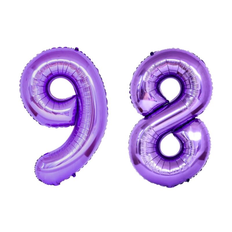 Number Ninety Eight Balloon Purple Number 98 Balloon 32" Large Birthday Decoration
