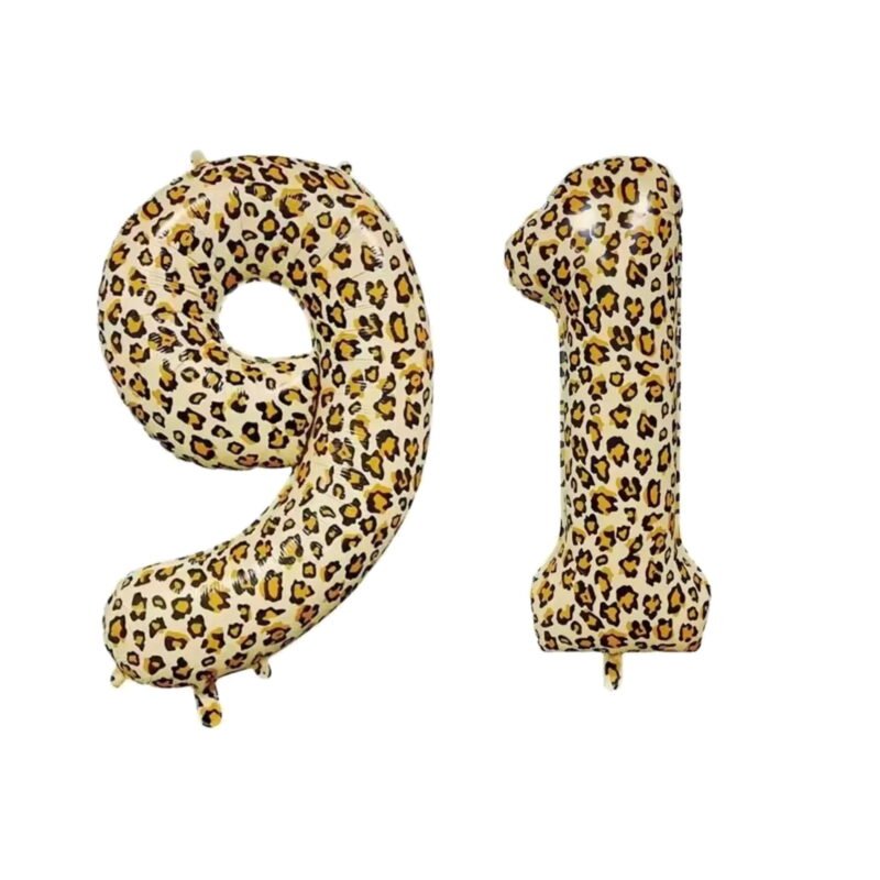 Number Ninety One Balloon Leopard Print Number 91 Balloon 32" Large Milestone Decoration