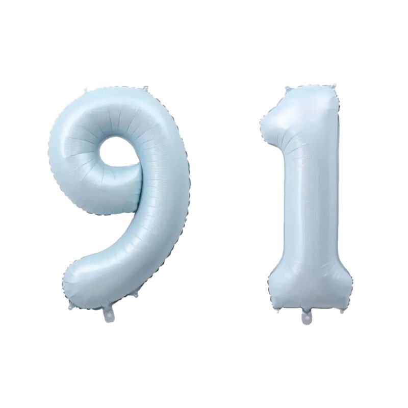 Number Ninety One Balloon Pastel Blue Sky Blue Light Blue 32" Large Party Balloon Decoration