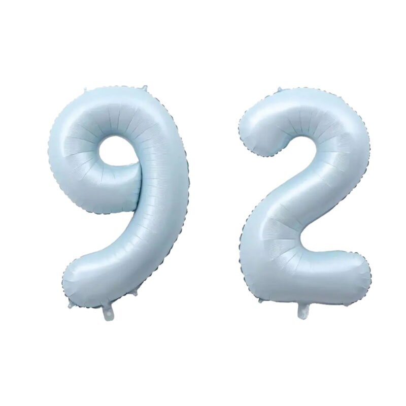 Number Ninety Two Balloon Pastel Blue Sky Blue Light Blue 32" Large Party Milestone Balloon Decoration