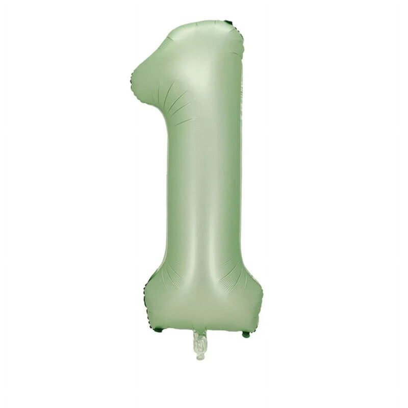 Number One Balloon Pastel Sage Green Number 1 Balloon 32" Large Party Balloon Decoration