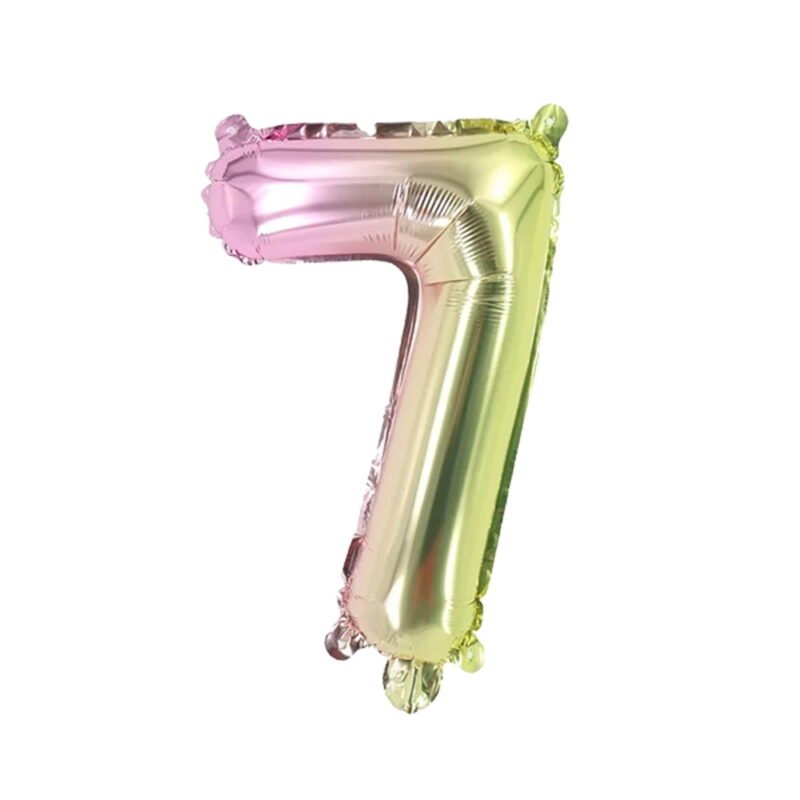 Number Seven Balloon Colorful Number 7 Balloon 32" Foil Mylar Colorful Number Balloon