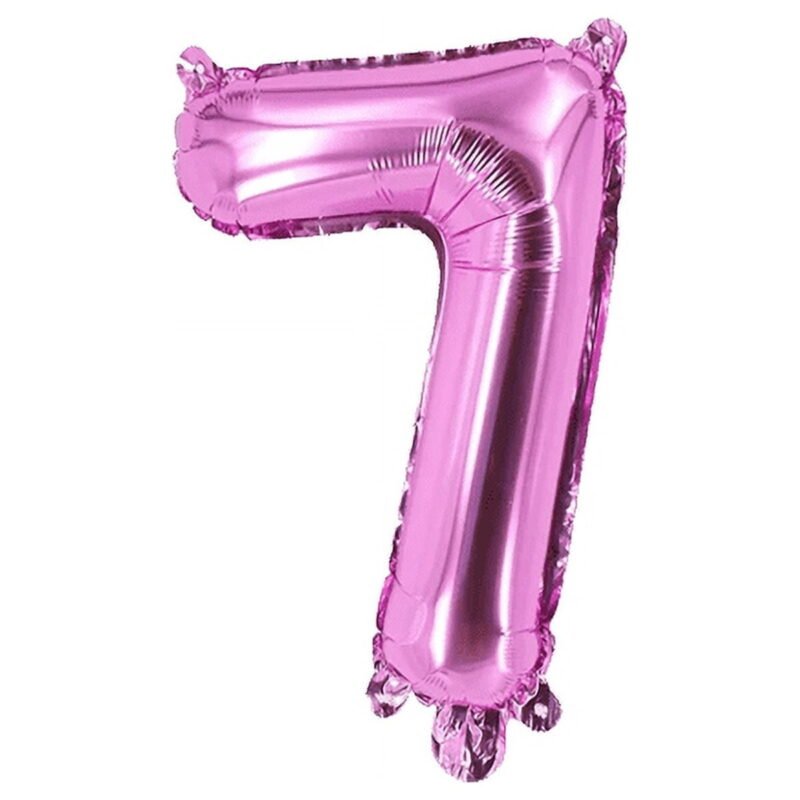 Number Seven Balloon Pink Number 7 Balloon 32" Foil Mylar Pink Number Balloon