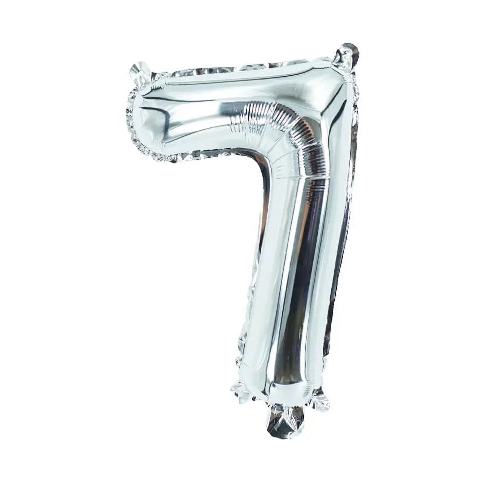 Number Seven Balloon Silver Number 7 Balloon 32" Foil Mylar Silver Number Balloon