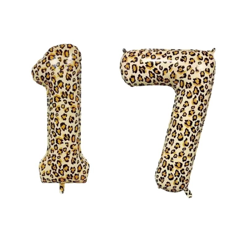 Number Seventeen Balloon Leopard Print Number 17 Balloon 32" Large Birthday Party Balloon
