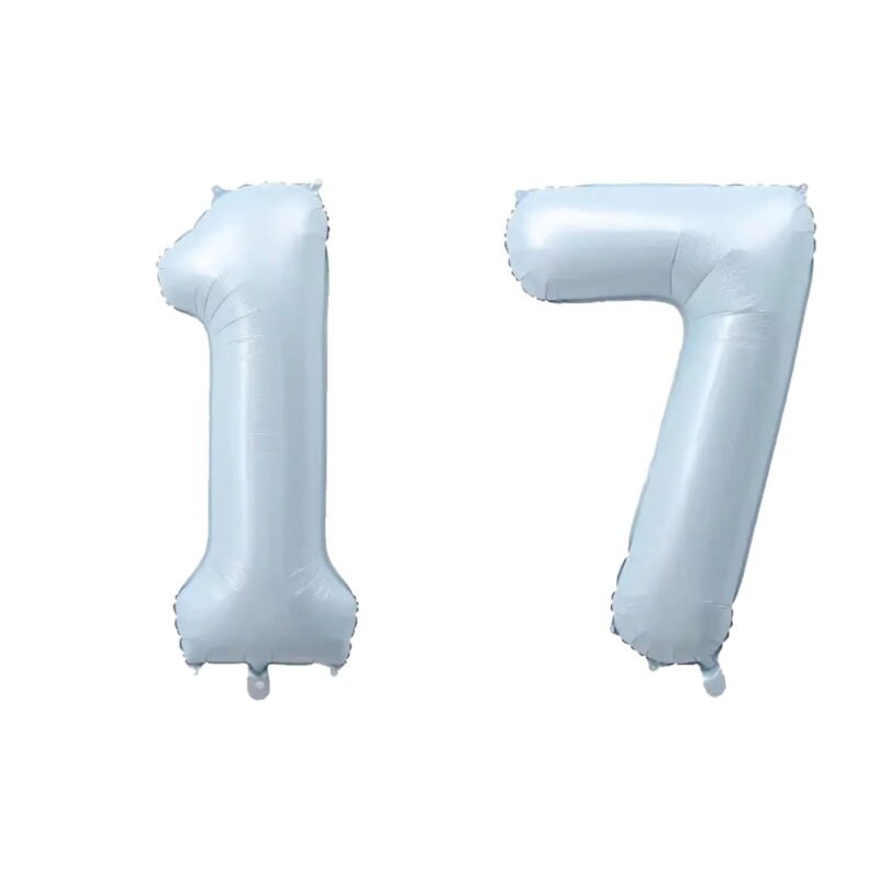 Number Seventeen Balloon Pastel Blue Sky Blue Light Blue 32" Large Party Milestone Balloon Decoration