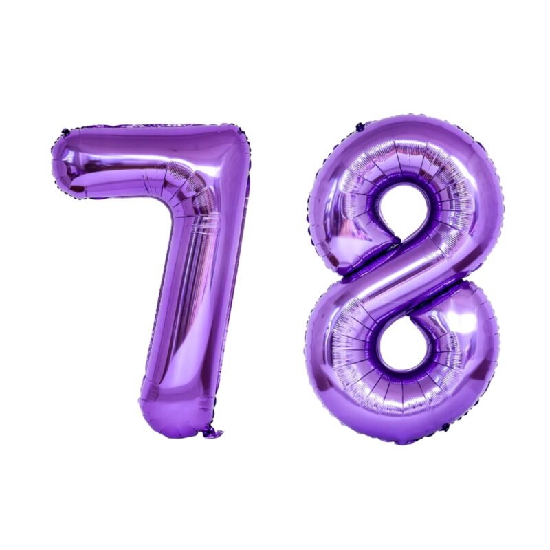Number Seventy Eight Balloon Purple Number 78 Balloon 32" Large Birthday Decoration