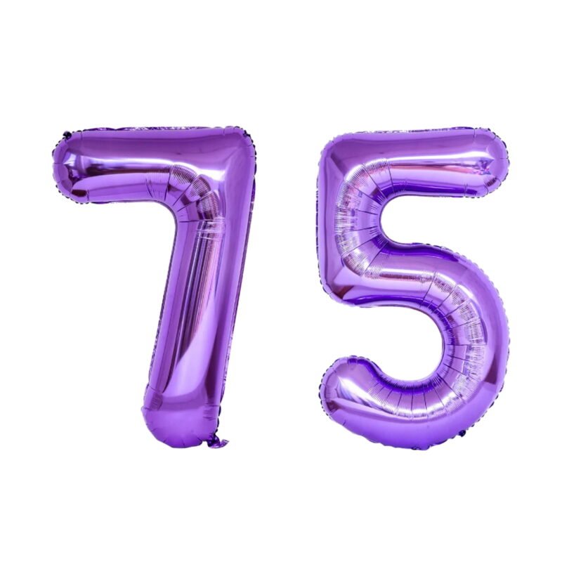 Number Seventy Five Balloon Purple Number 75 Balloon 32" Large Milestone Balloon