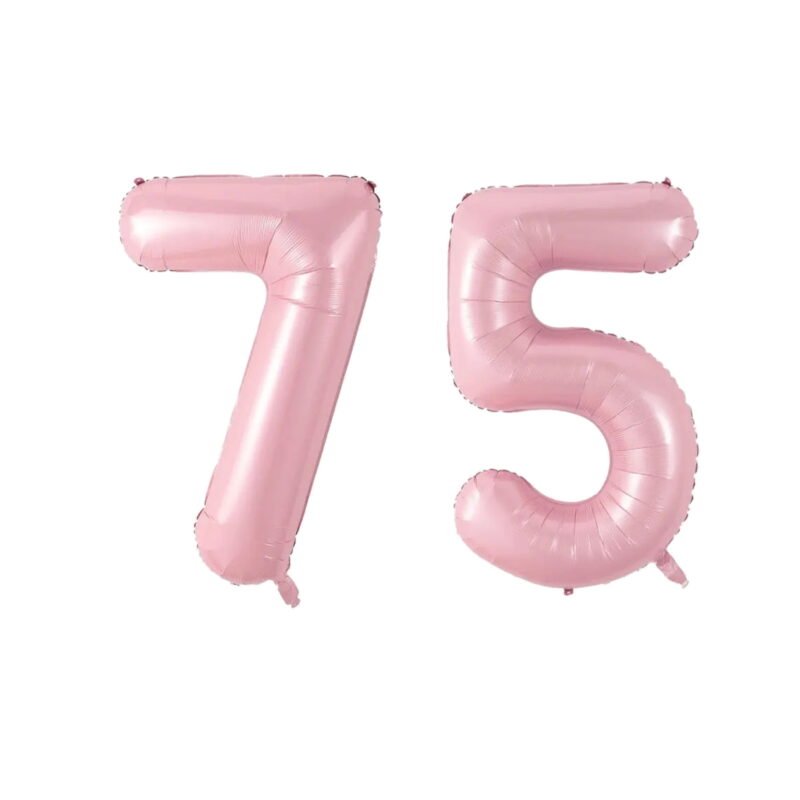Number Seventy Five Balloon Soft Pastel Pink Number 75 Balloon 32" Large Milestone Balloon