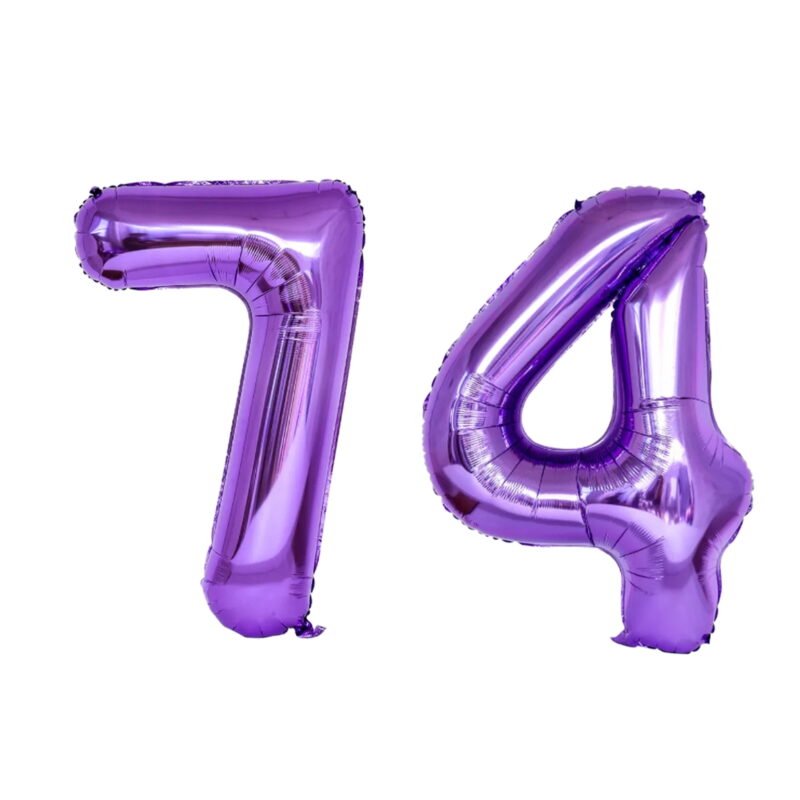 Number Seventy Four Balloon Purple Number 74 Balloon 32" Large Celebration Balloon