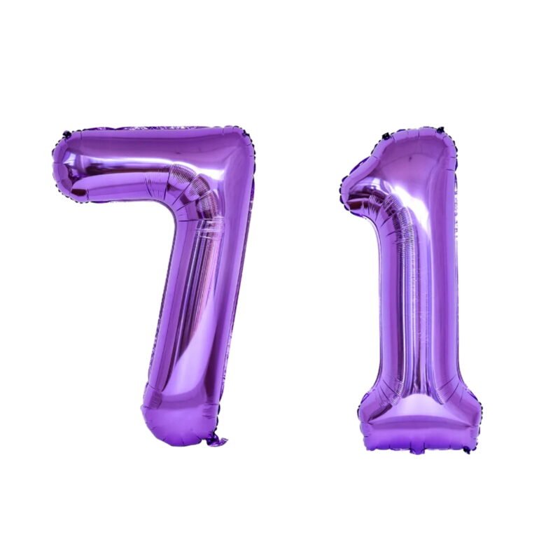 Number Seventy One Balloon Purple Number 71 Balloon 32" Large Birthday Decoration