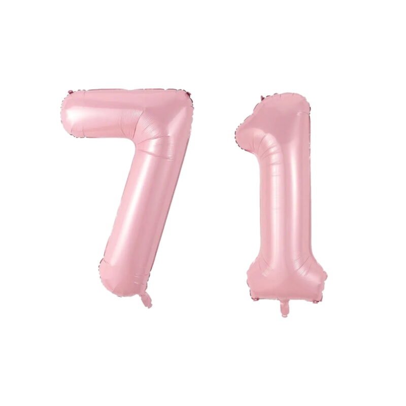 Number Seventy One Balloon Soft Pastel Pink Number 71 Balloon 32" Large Birthday Decoration