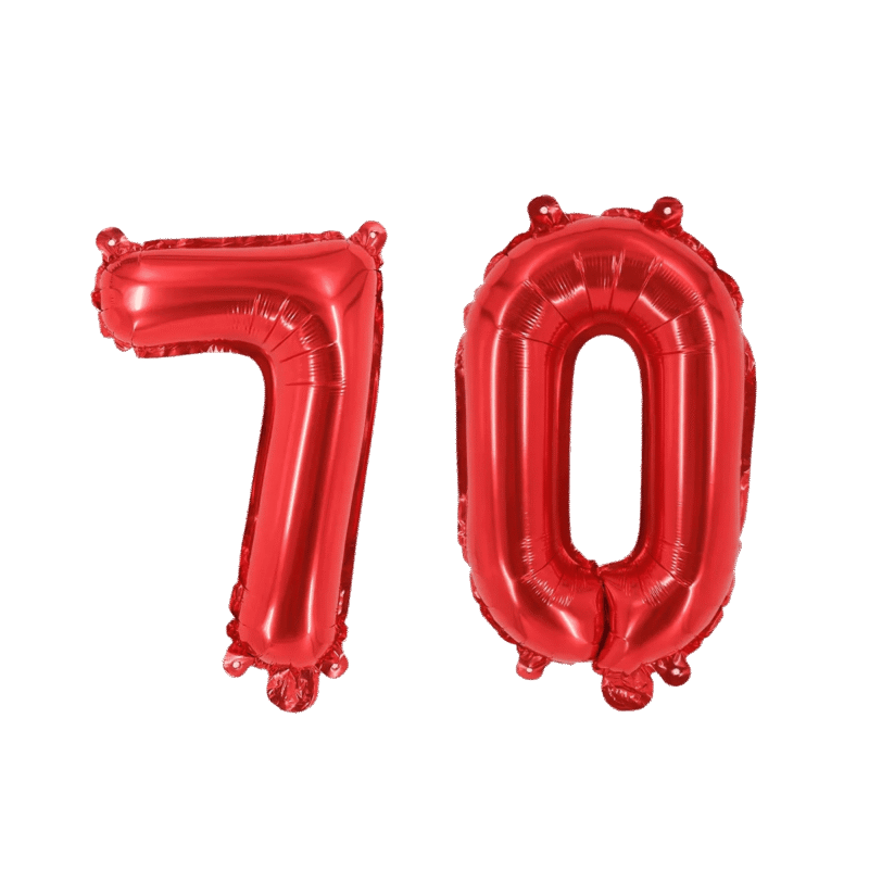 Number Seventy Red Balloon, 32" Foil Mylar, 70th Milestone Party Decoration Balloon