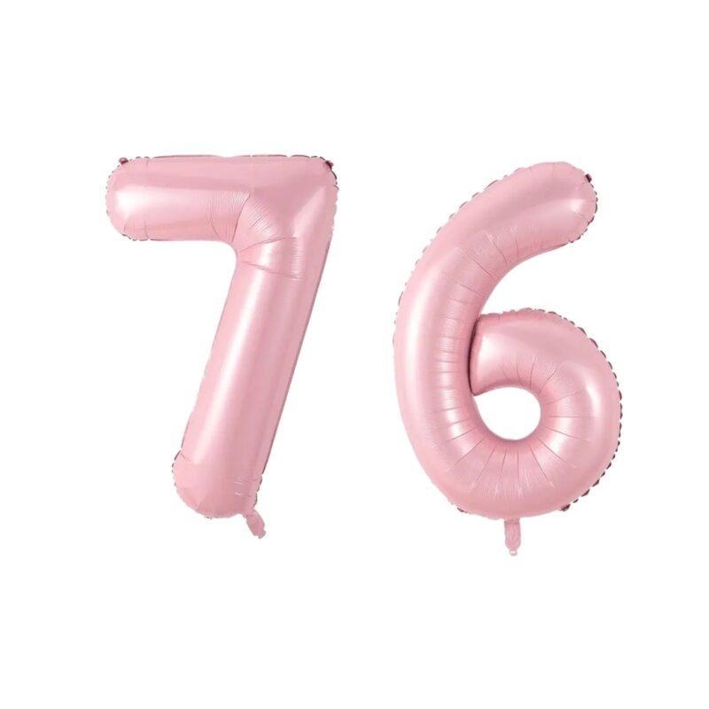Number Seventy Six Balloon Soft Pastel Pink Number 76 Balloon 32" Large Party Supply