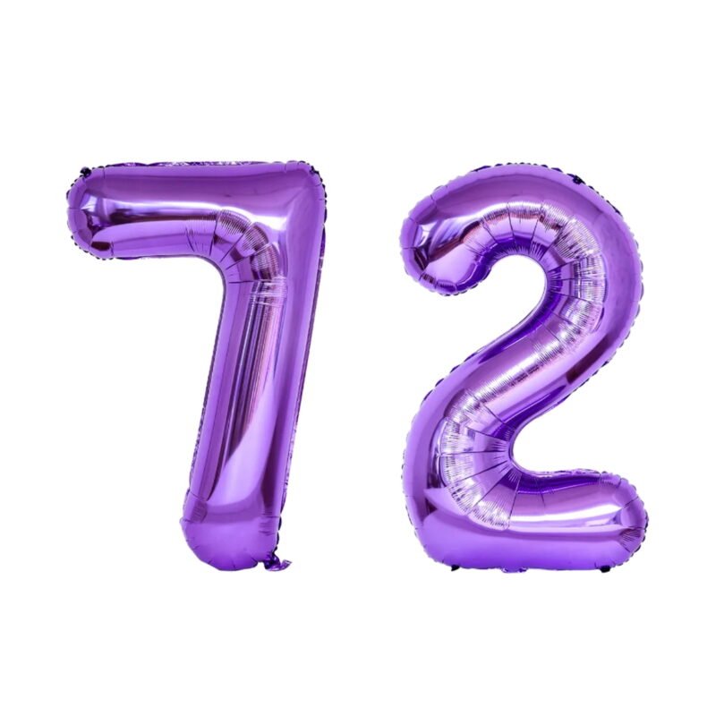 Number Seventy Two Balloon Purple Number 72 Balloon 32" Large Event Supply