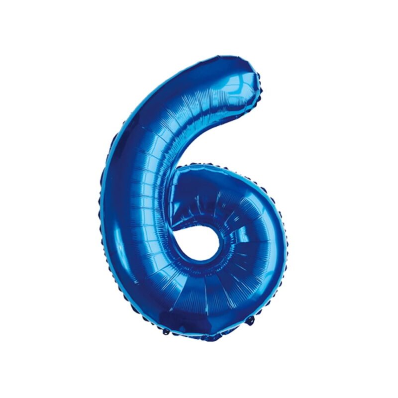 Number Six Balloon Blue Number 6 Balloon 32" Foil Mylar Blue Number Balloon