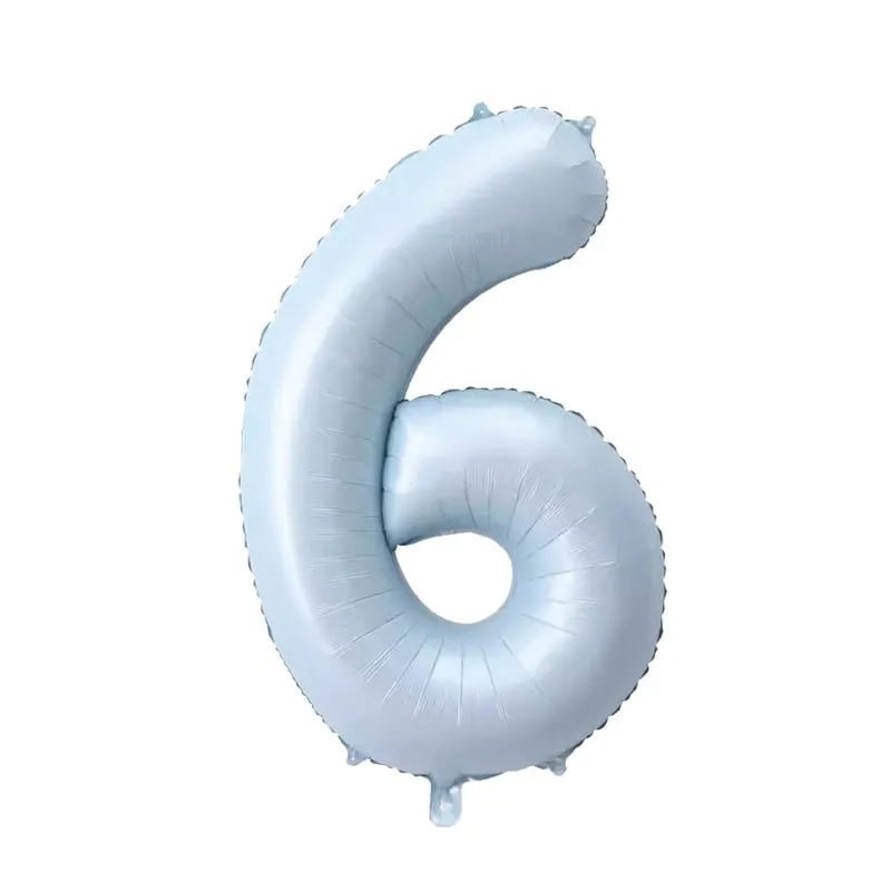 Number Six Balloon Pastel Blue Sky Blue Light Blue 32" Large Party Birthday Balloon