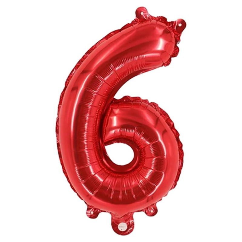 Number Six Balloon Red Number 6 Balloon 32" Foil Mylar Red Number Balloon