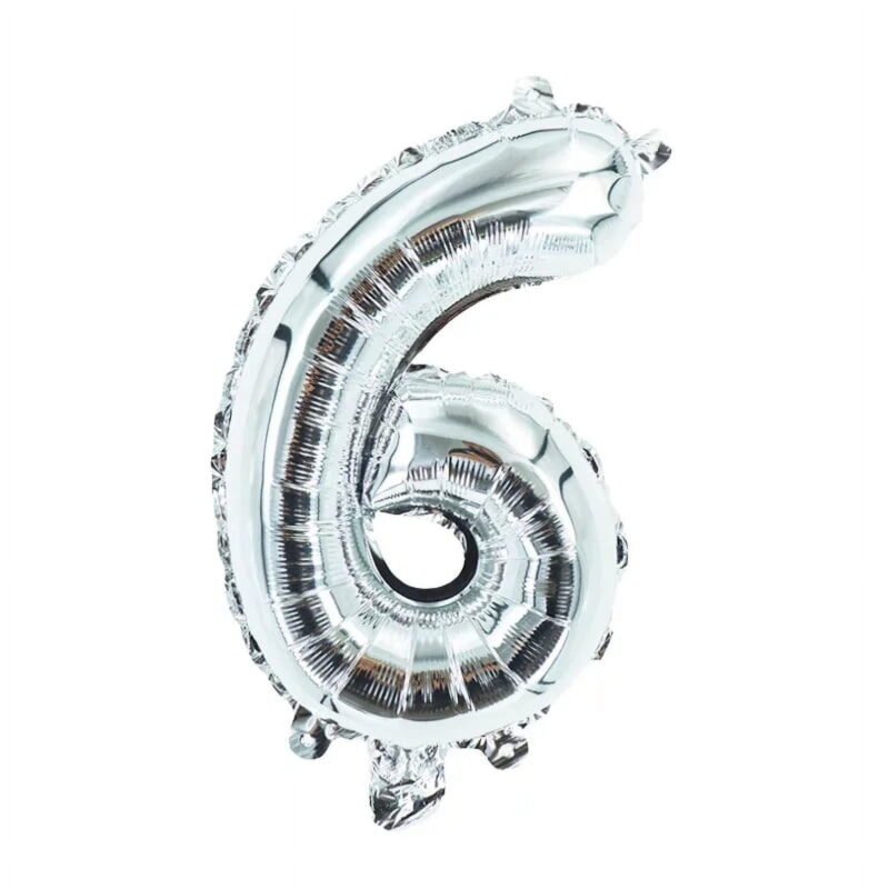 Number Six Balloon Silver Number 6 Balloon 32" Foil Mylar Silver Number Balloon