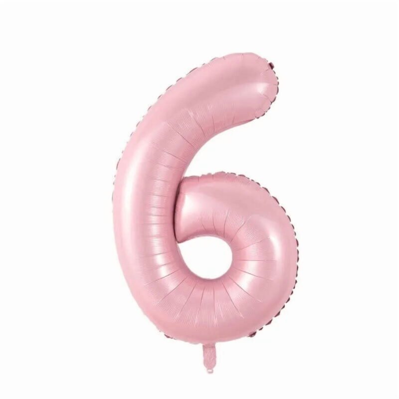 Number Six Balloon Soft Pastel Pink Number 6 Balloon 32" Large Festive Balloon