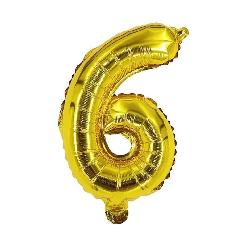Number Six Balloon Yellow Gold Number 6 Balloon 32" Foil Mylar Yellow Gold Number Balloon