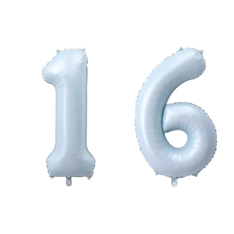 Number Sixteen Balloon Pastel Blue Sky Blue Light Blue 32" Large Party Balloon Decoration
