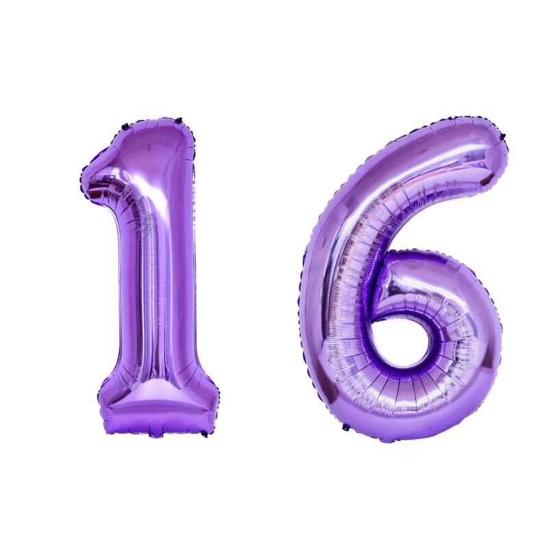 Number Sixteen Balloon Purple Number 16 Balloon 32" Large Party Supply