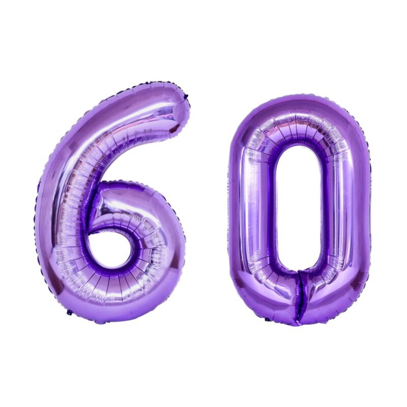 Number Sixty Balloon Purple Number 60 Balloon 32" Large Festive Balloon