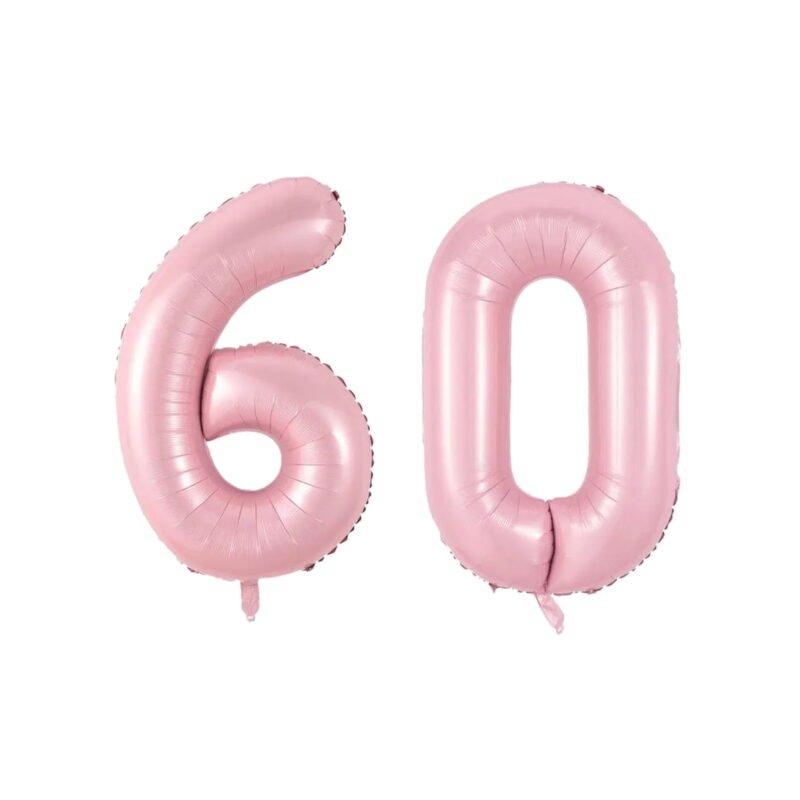 Number Sixty Balloon Soft Pastel Pink Number 60 Balloon 32" Large Festive Balloon