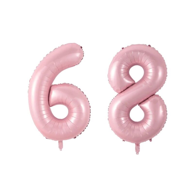 Number Sixty Eight Balloon Soft Pastel Pink Number 68 Balloon 32" Large Celebration Decoration