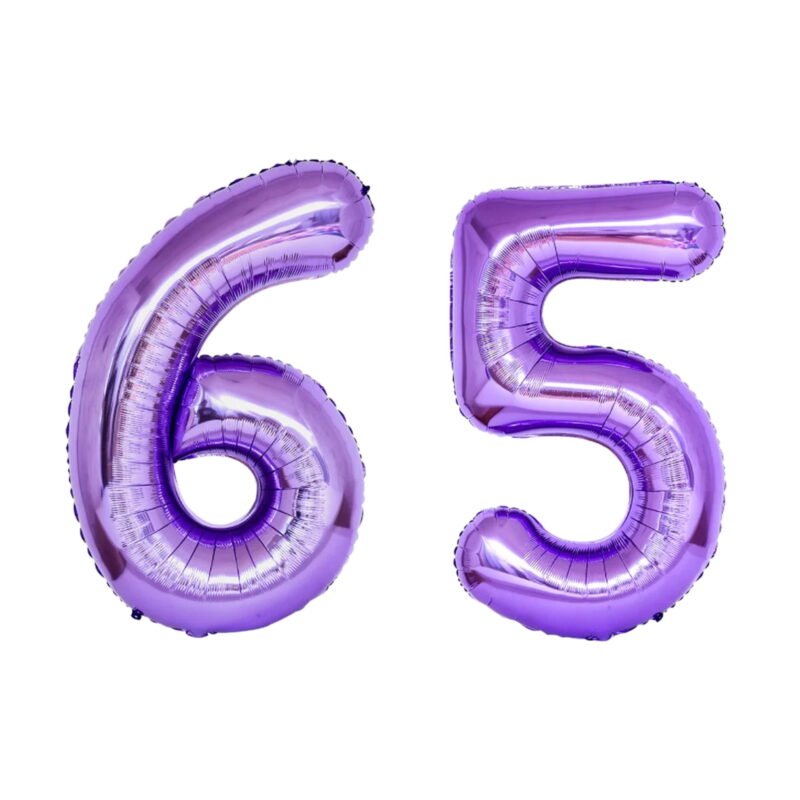 Number Sixty Five Balloon Purple Number 65 Balloon 32" Large Birthday Balloon