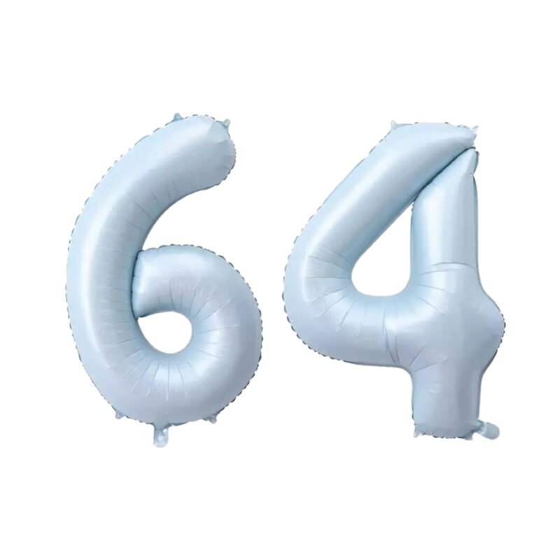 Number Sixty Four Balloon Pastel Blue Sky Blue Light Blue 32" Large Party Balloon Decoration