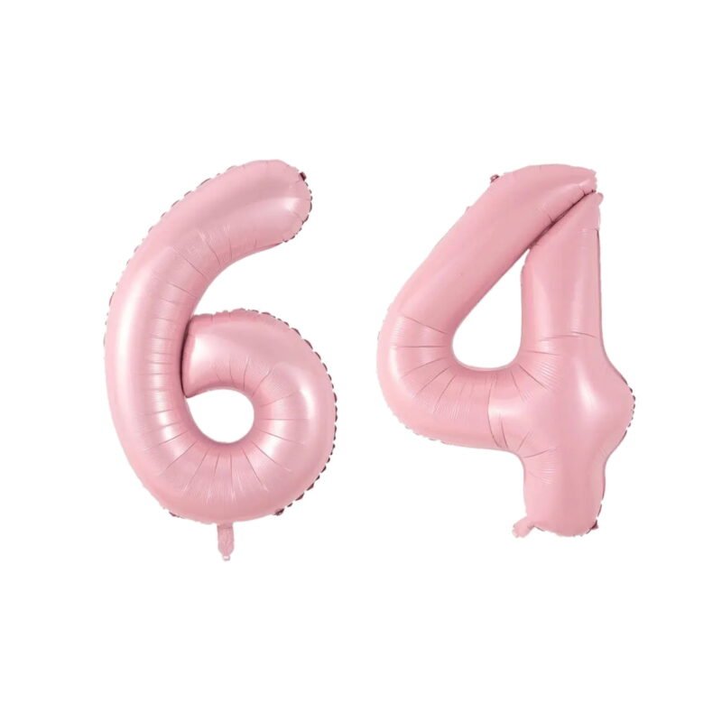 Number Sixty Four Balloon Soft Pastel Pink Number 64 Balloon 32" Large Milestone Decoration