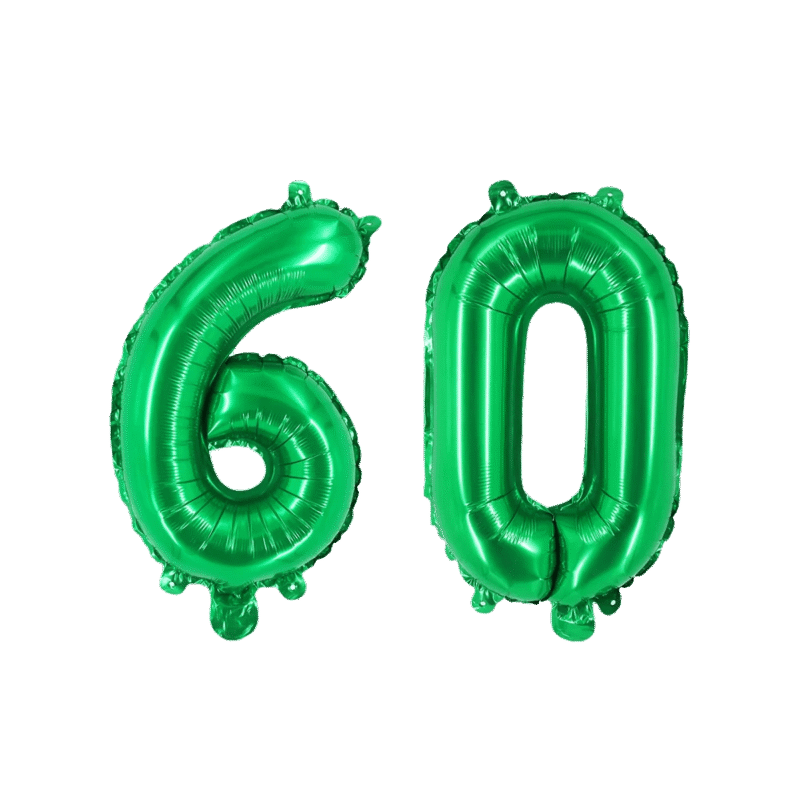Number Sixty Green Balloon, 32" Foil Mylar, 60th Birthday Party Age Balloon