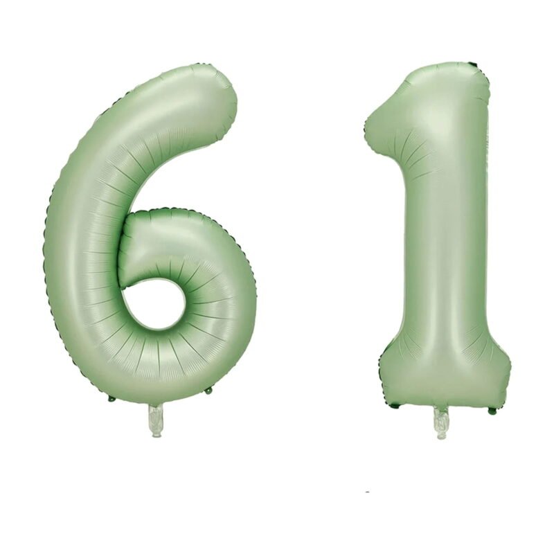 Number Sixty One Balloon Pastel Sage Green Number 61 Balloon 32" Large Party Balloon Decoration