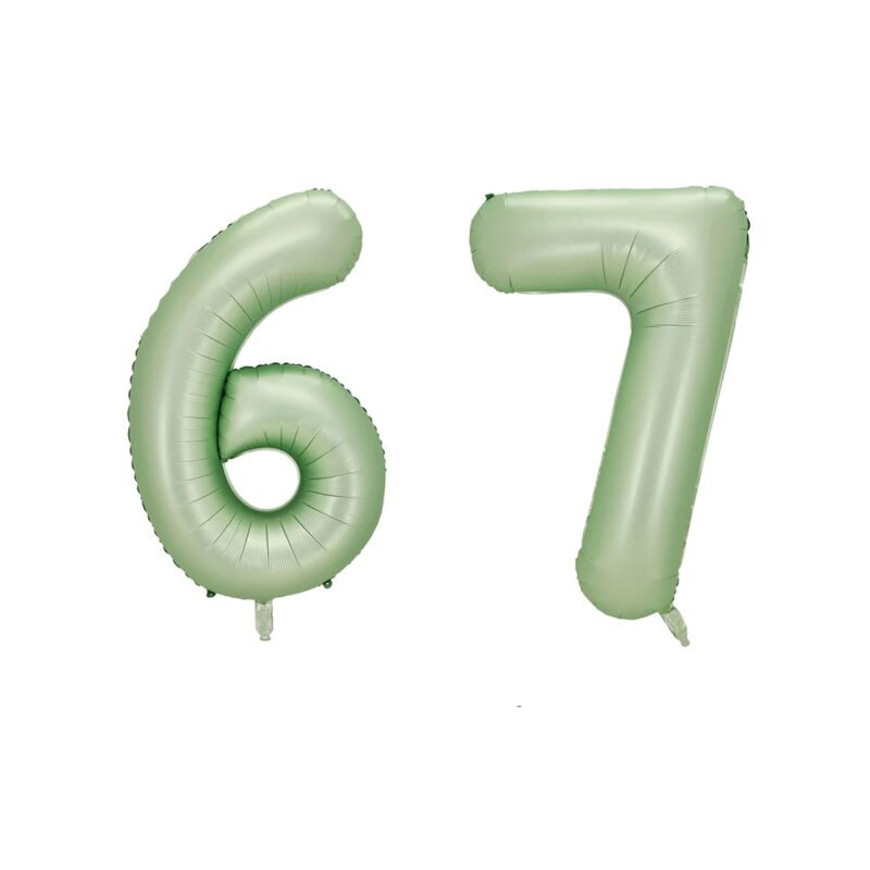 Number Sixty Seven Balloon Pastel Sage Green Number 67 Balloon 32" Large Party Balloon Decoration