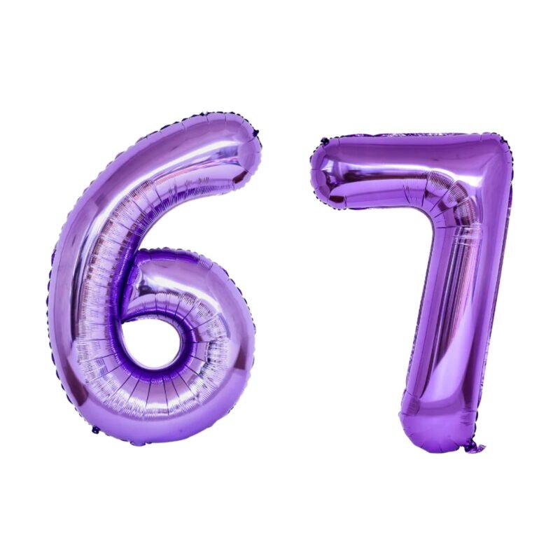 Number Sixty Seven Balloon Purple Number 67 Balloon 32" Large Festive Decoration