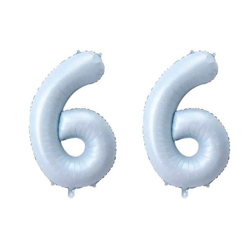 Number Sixty Six Balloon Pastel Blue Sky Blue Light Blue 32" Large Party Birthday Balloon