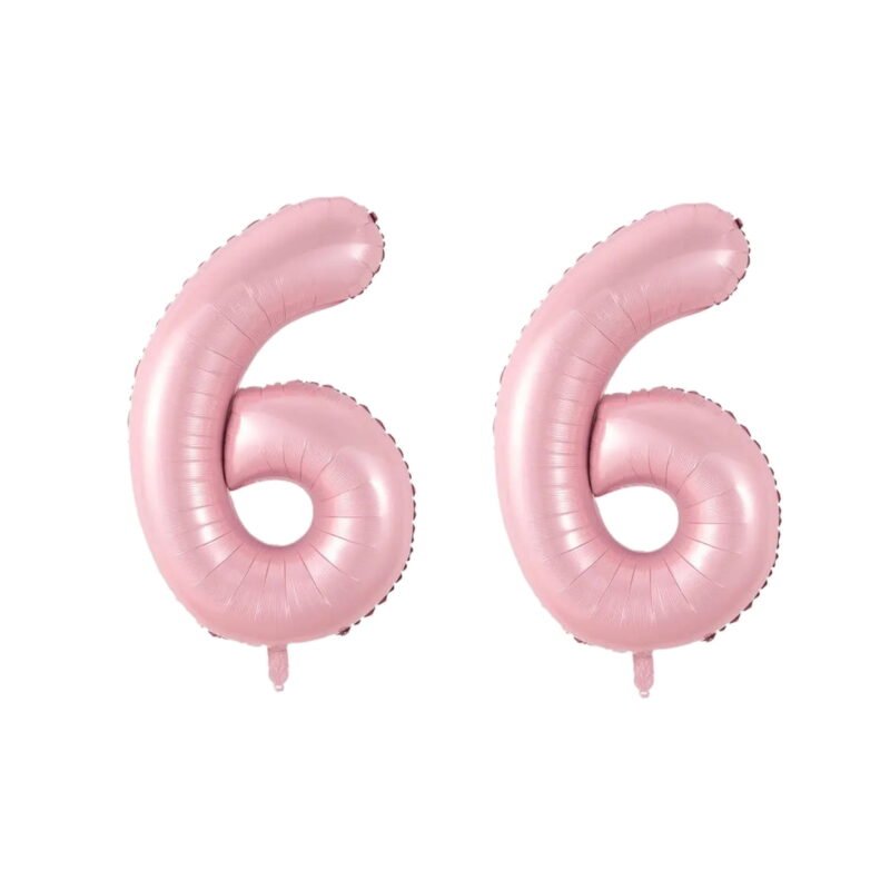 Number Sixty Six Balloon Soft Pastel Pink Number 66 Balloon 32" Large Party Supply