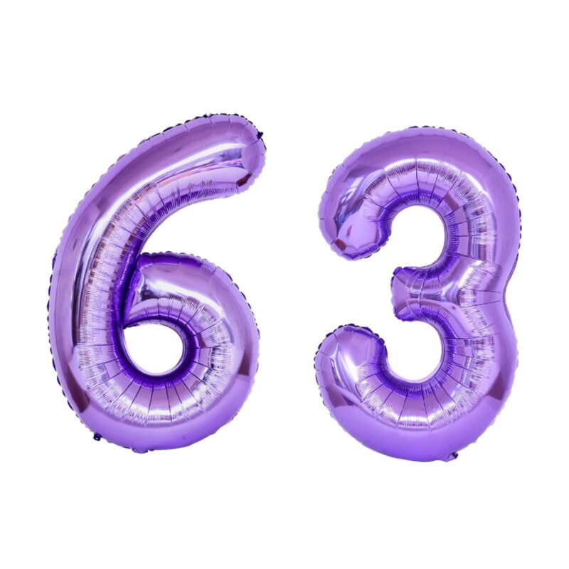 Number Sixty Three Balloon Purple Number 63 Balloon 32" Large Celebration Balloon