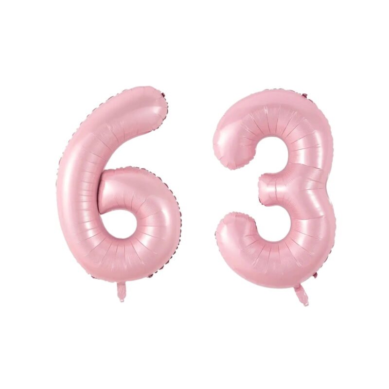 Number Sixty Three Balloon Soft Pastel Pink Number 63 Balloon 32" Large Celebration Balloon