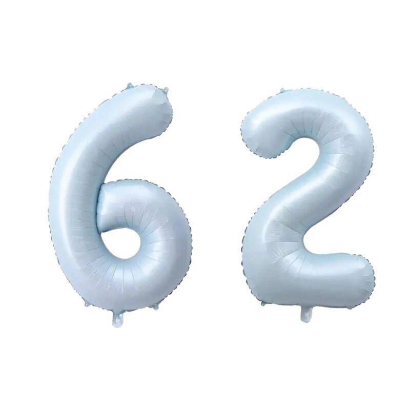 Number Sixty Two Balloon Pastel Blue Sky Blue Light Blue 32" Large Party Milestone Balloon Decoration