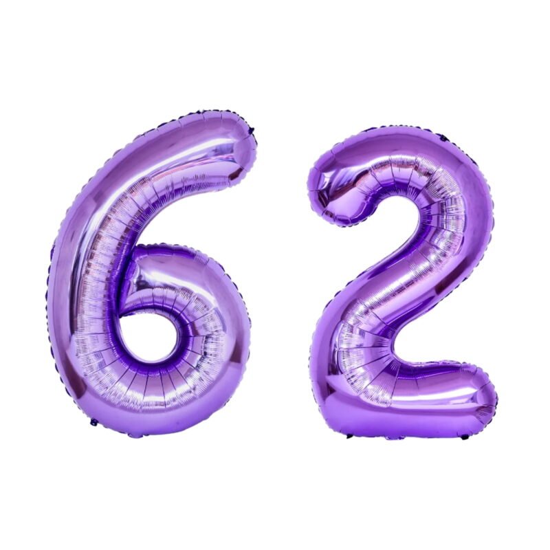 Number Sixty Two Balloon Purple Number 62 Balloon 32" Large Event Supply