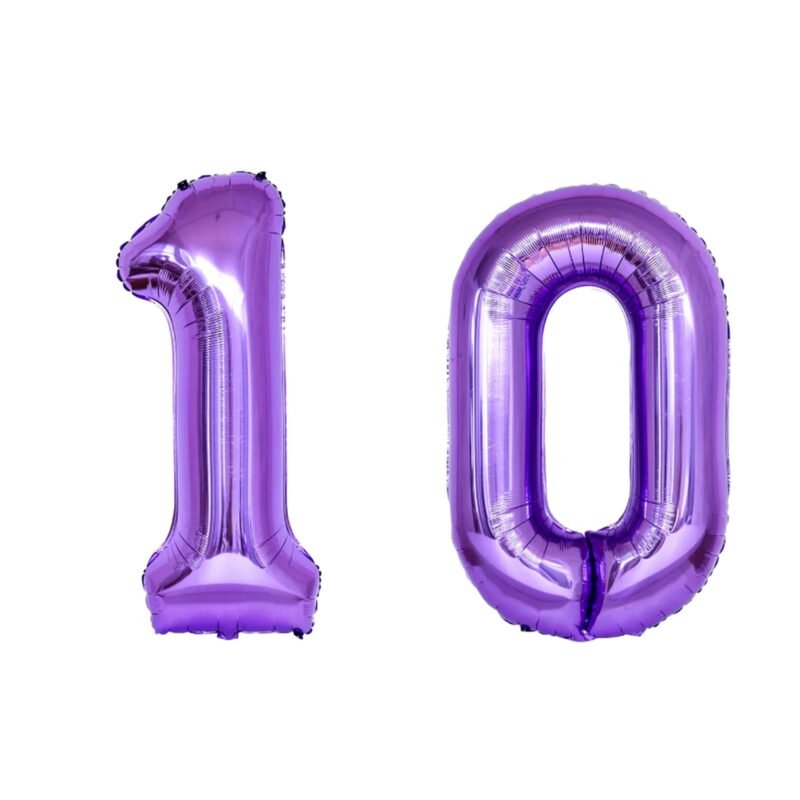 Number Ten Balloon Purple Number 10 Balloon 32" Large Party Decoration