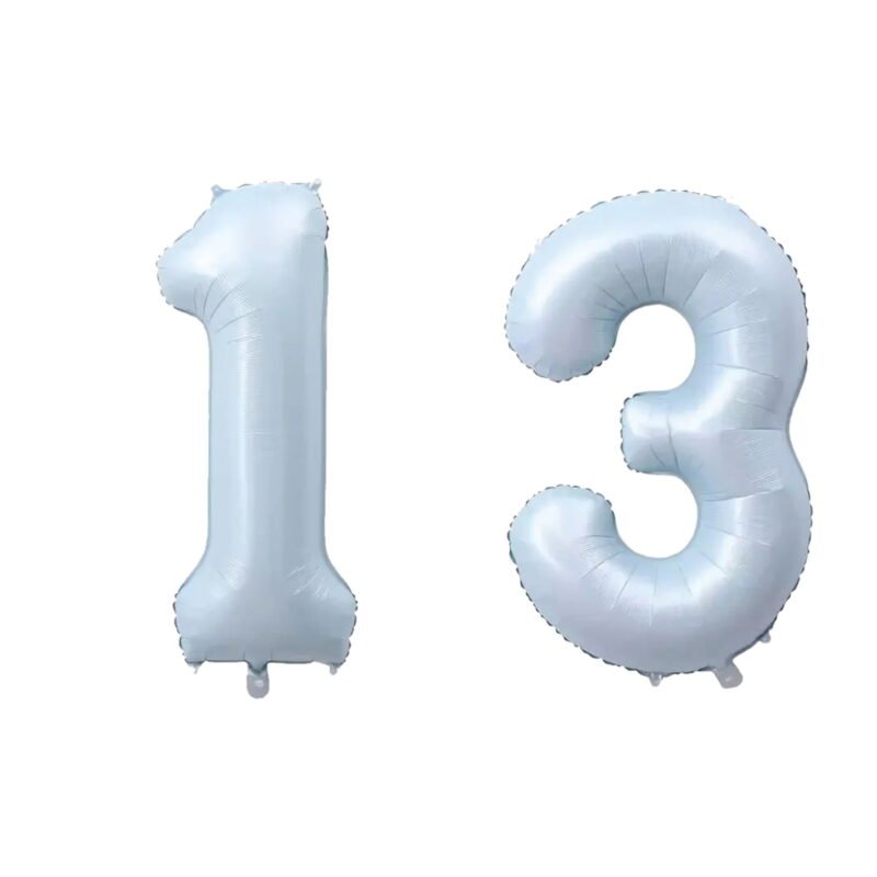 Number Thirteen Balloon Pastel Blue Sky Blue Light Blue 32" Large Party Balloon Decoration