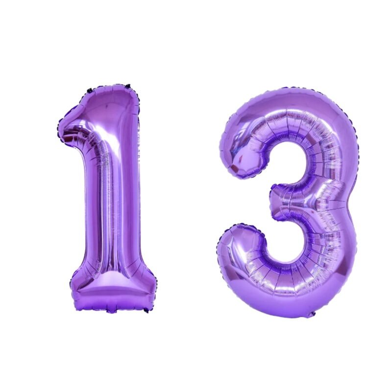 Number Thirteen Balloon Purple Number 13 Balloon 32" Large Festive Decoration