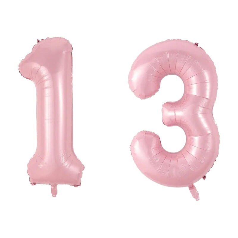 Number Thirteen Balloon Soft Pastel Pink Number 13 Balloon 32" Large Festive Decoration