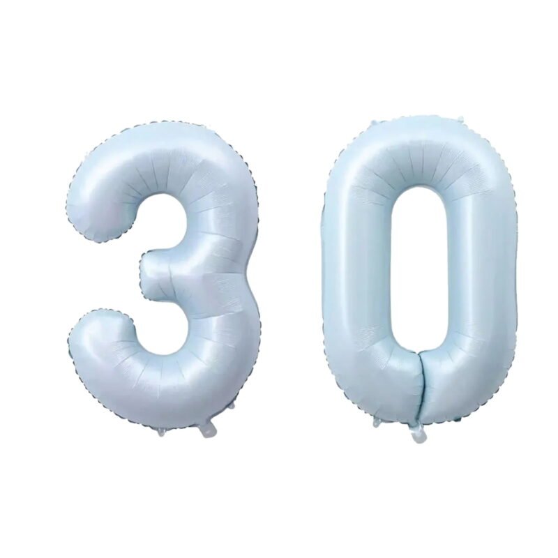 Number Thirty Balloon Pastel Blue Sky Blue Light Blue 32" Large Party Birthday Balloon